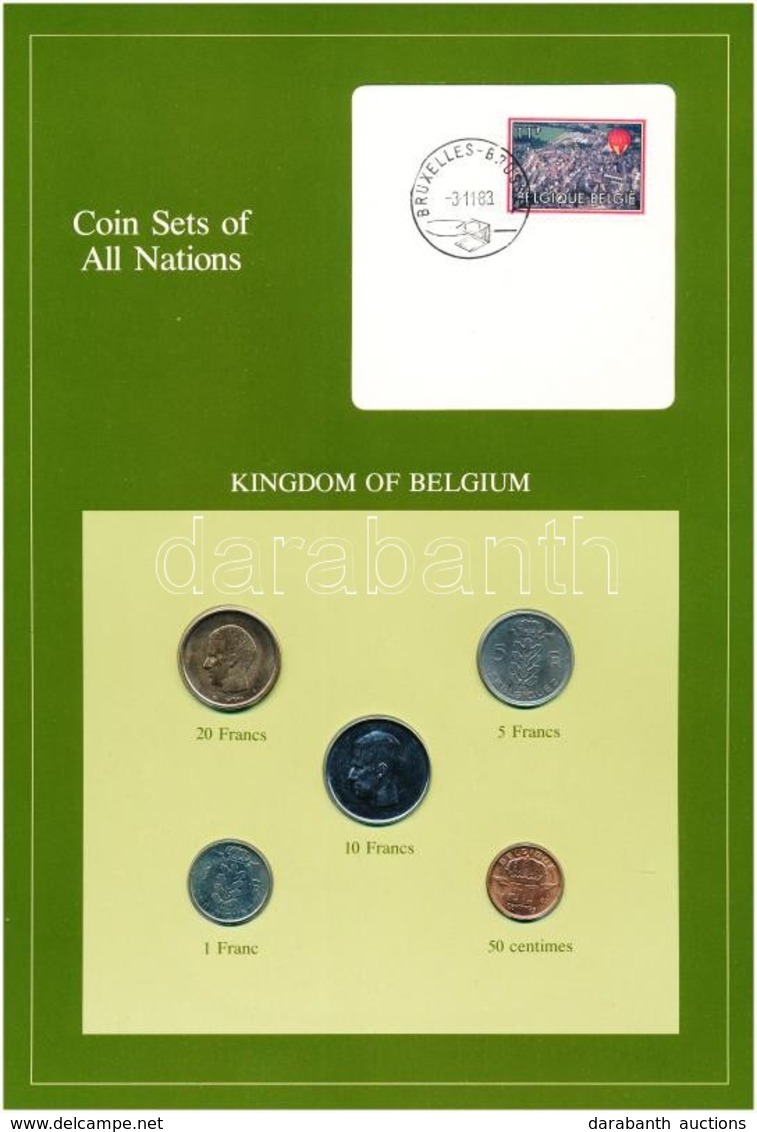 Belgium 1977-1982. 50c-10Fr (5xklf), 'Coin Sets Of All Nations' Forgalmi Szett Felbélyegzett Kartonlapon T:1 
Belgium 19 - Unclassified
