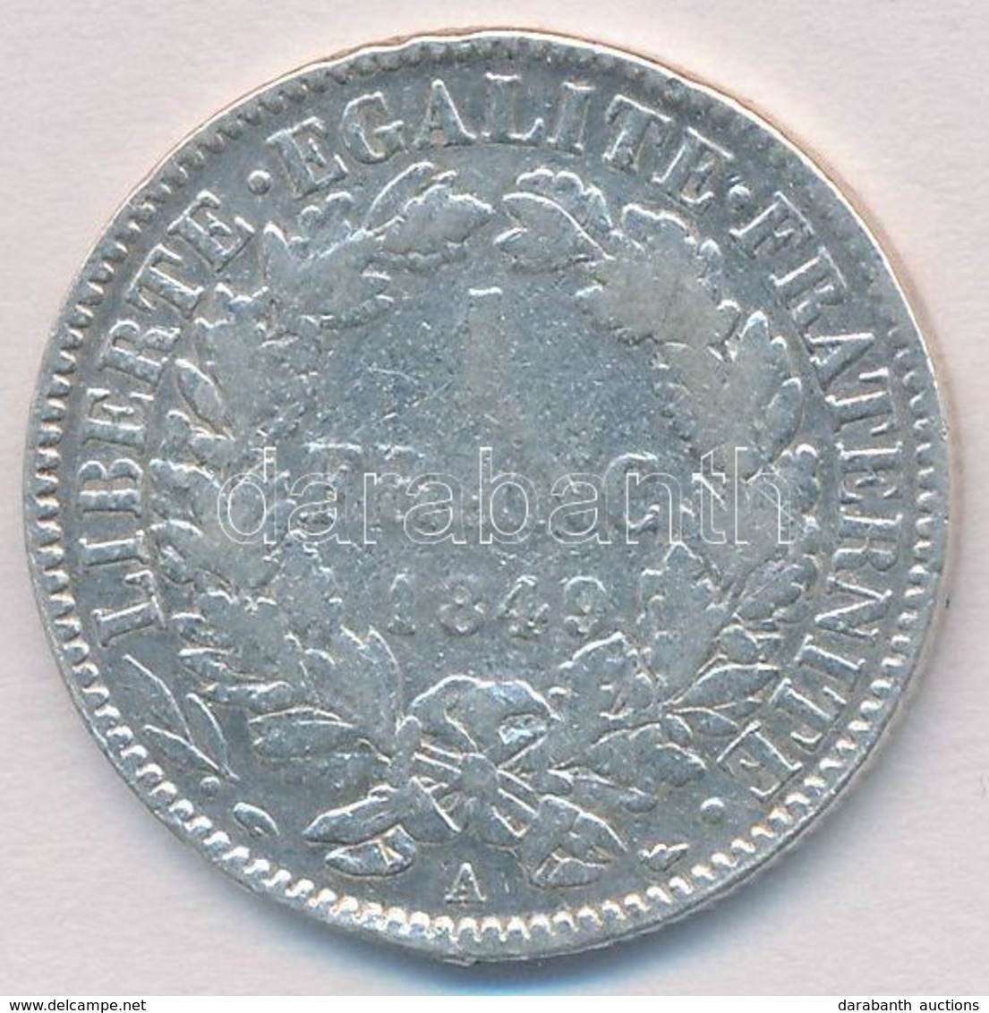 Franciaország 1849A 1Fr Ag (4,83g) T:2-
France 1849A 1 Franc Ag (4,83g) C:VF
Krause KM#759.1 - Non Classés