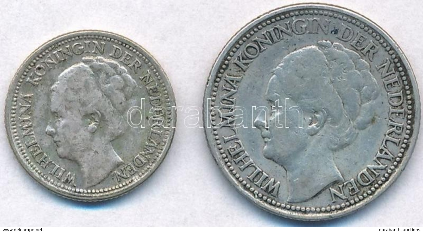Hollandia 1928. 25c Ag + 1941. 10c Ag 'I. Vilma' T:2,2-
Netherlands 1928. 25 Cents Ag + 1941. 10 Cents Ag 'Wilhelmina I' - Ohne Zuordnung