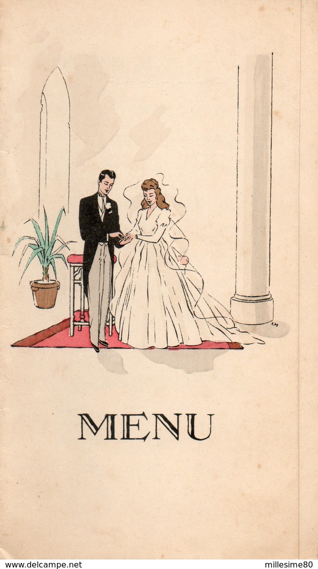 Menu De Mariage 1951 Beige  Clair - Menükarten