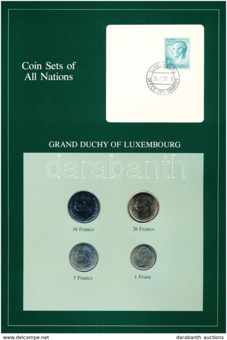 Luxemburg 1980-1982. 1Fr-10Fr (4xklf), 'Coin Sets Of All Nations' Forgalmi Szett Felbélyegzett Kartonlapon T:1 
Luxembou - Zonder Classificatie