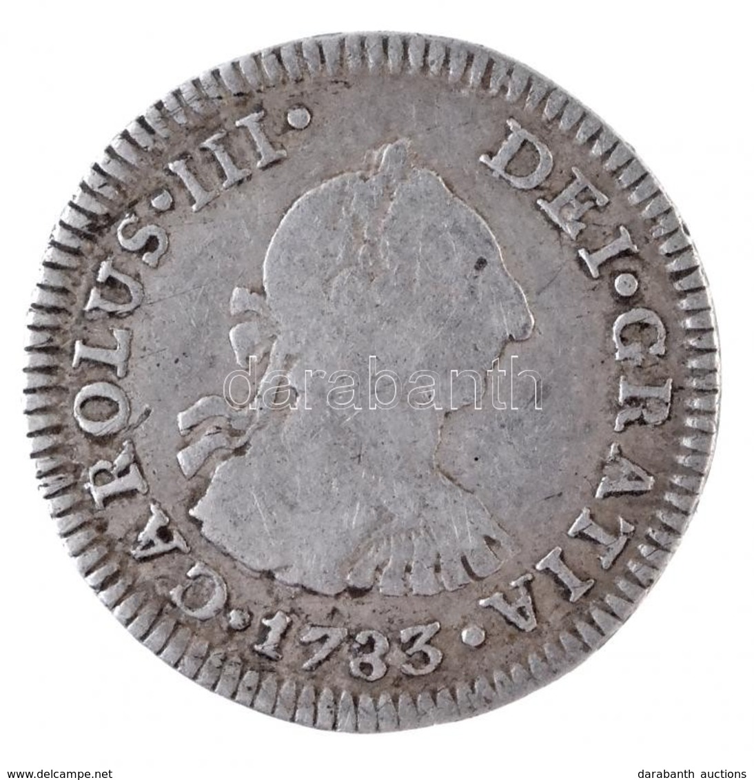 Mexikó 1783FF 1/2R Ag 'III. Károly'(1,64g) T:2-
Mexico 1783FF 1/2 Real Ag 'Charles III' (1,64g) C:VF
Krause KM#69.2 - Unclassified