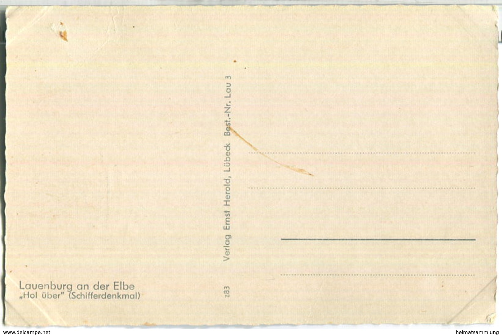 Lauenburg An Der Elbe - Hol über (Schifferdenkmal) - Foto-Ansichtskarte - Verlag Ernst Herold Lübeck - Lauenburg