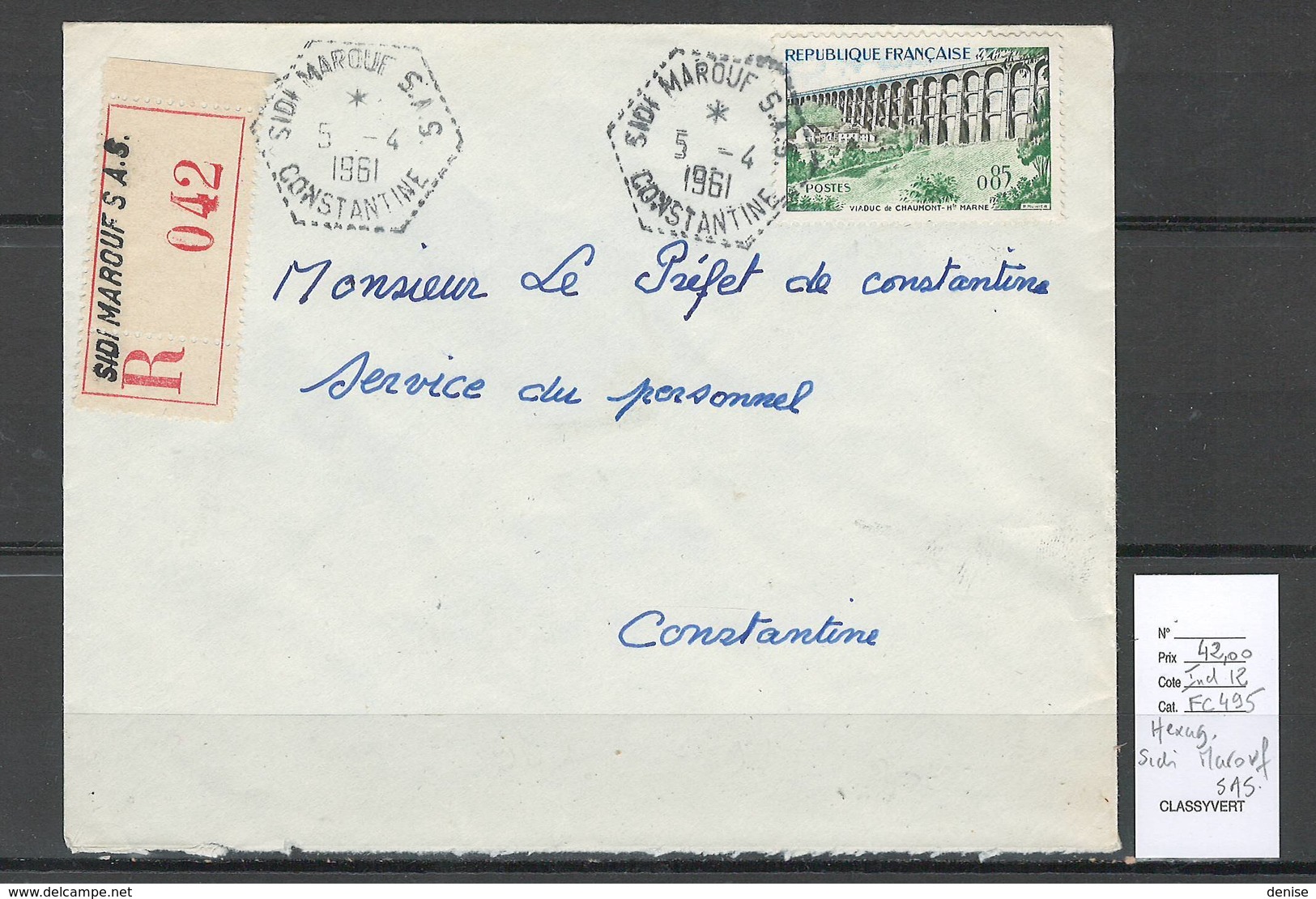 Algerie - Lettre  - Cachet Hexagonal SIDI MAROUF SAS -  Marcophilie - Covers & Documents