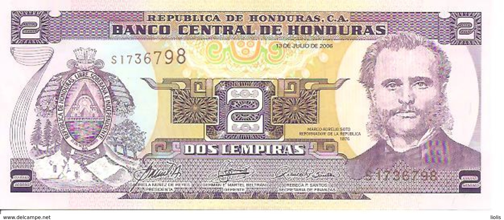 Honduras P-80Ae 2Lempiras 2006 UNC - Honduras