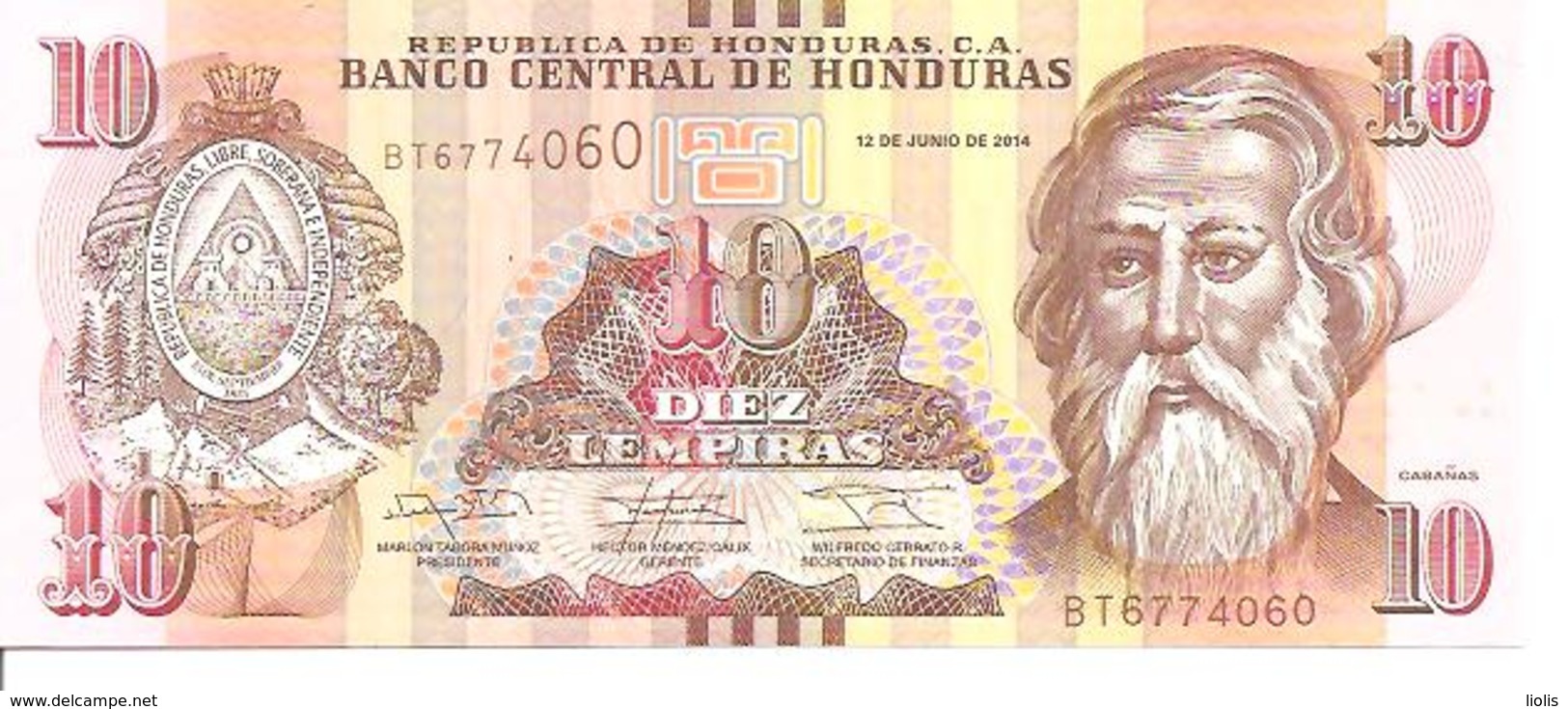 Honduras New 10 Lempiras 2014 UNC - Honduras