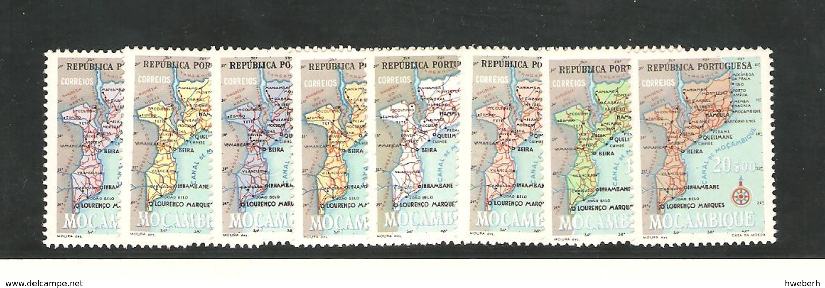 1954 Yv 442/49 Neufs ** (les 8 Valeurs Carte De La Province) - Mozambique