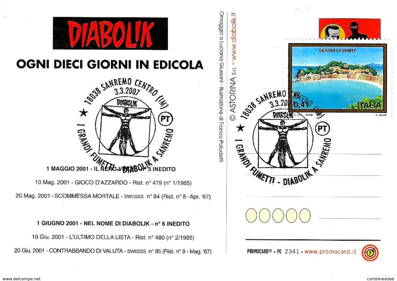 [MD2787] CPM - FUMETTI - IL GRANDE DIABOLIK - PROMOCARD 2341 - CON ANNULLO 3.3.2007 - Non Viaggiata - Fumetti