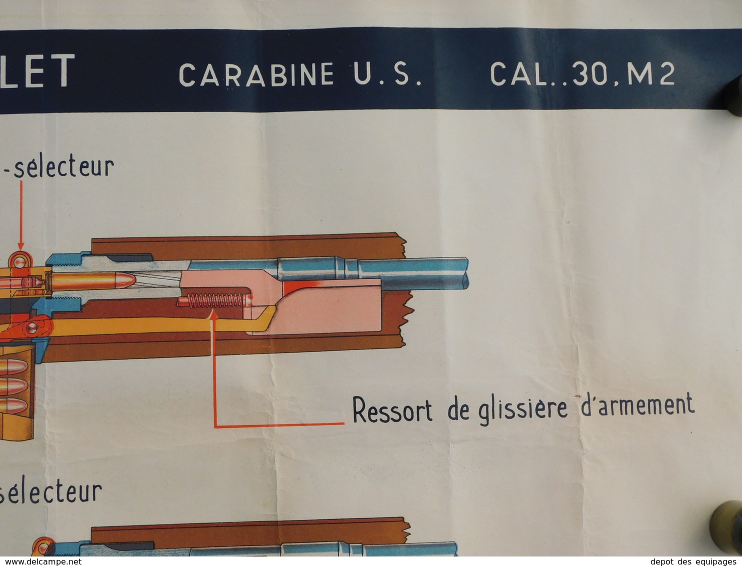 RARE GRANDE PLANCHE INSTRUCTION CARABINE U.S. M.2 Cal.30  #.12 - Armes Neutralisées