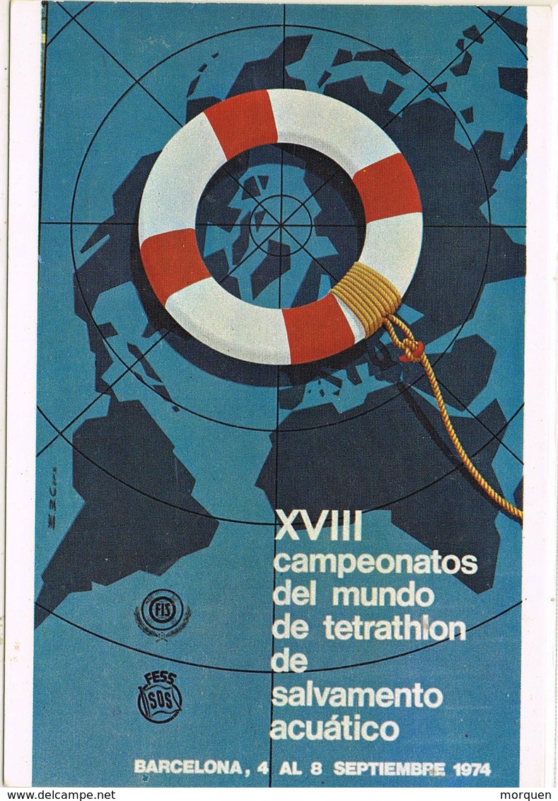 31619. Tarjeta Postañ BARCELONA 1974. Exposicion Filatelica Deportiva - Cartas & Documentos