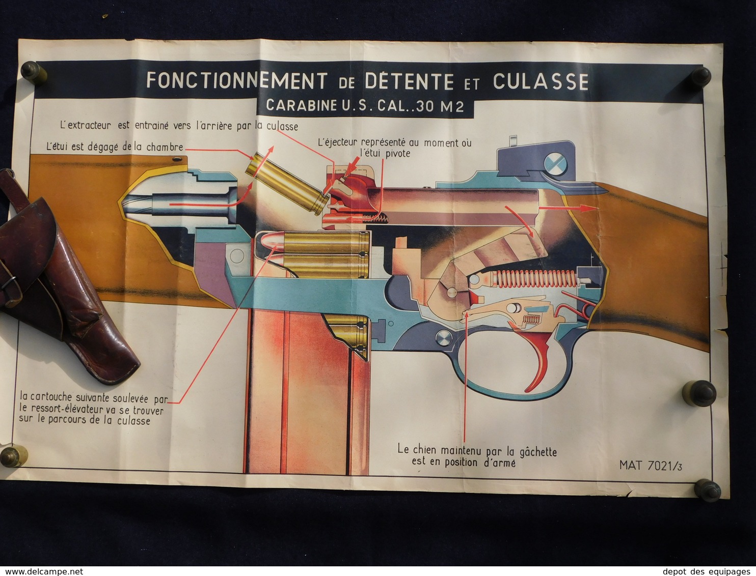 RARE GRANDE PLANCHE INSTRUCTION CARABINE U.S. M.2 cal.30  #.15