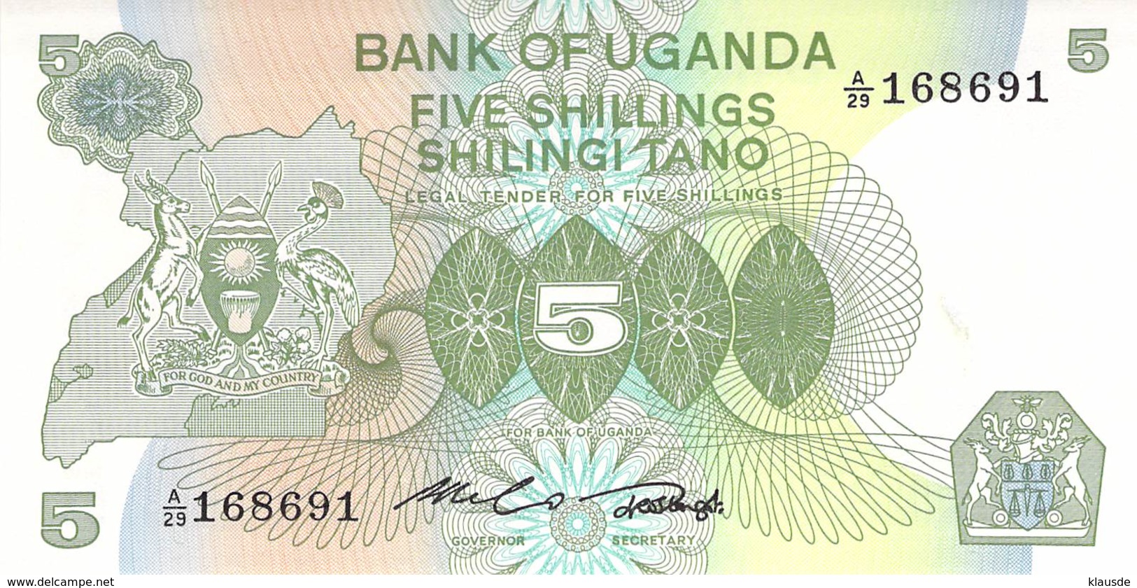 5 Schillings 1982 Uganda - Uganda