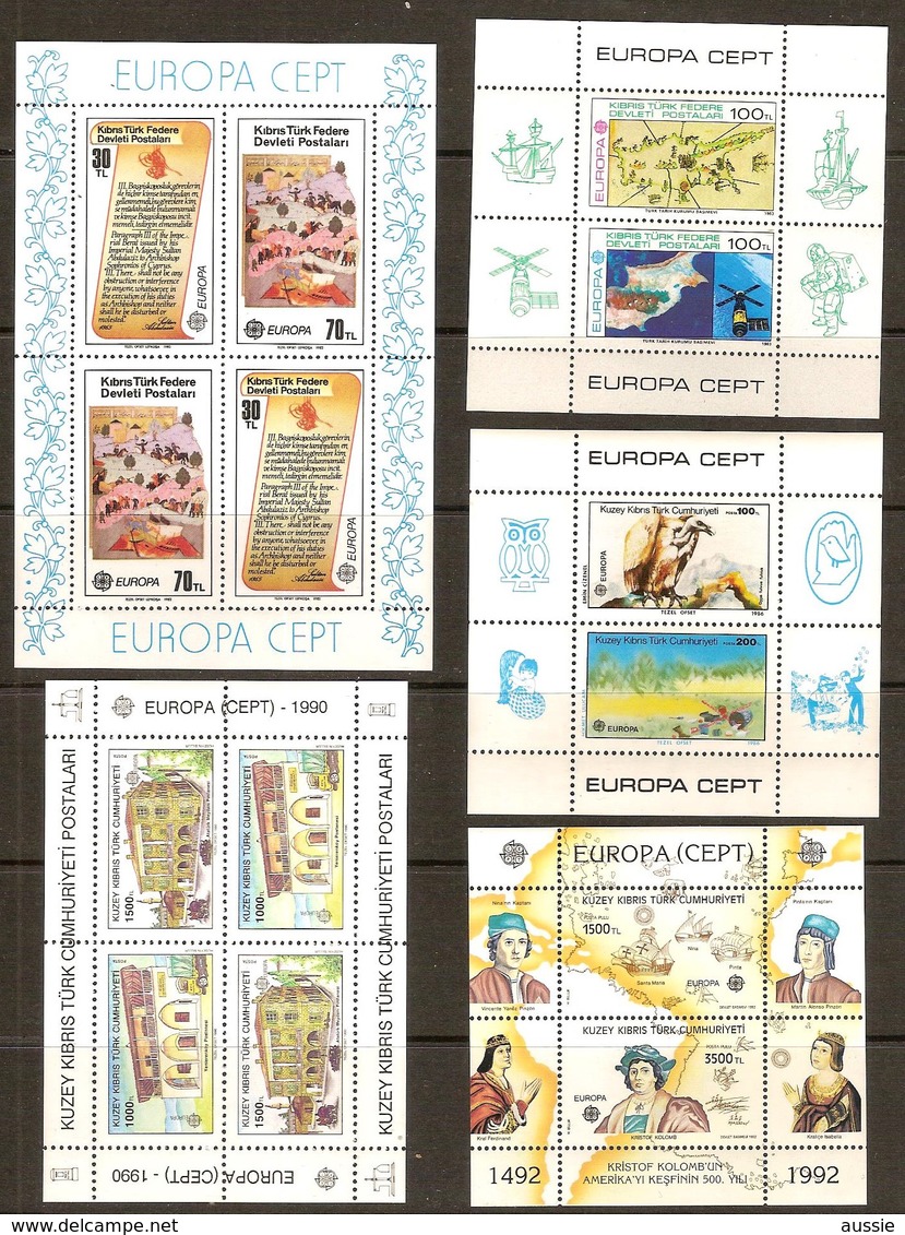 Chypre Turc Turks Cyprus CEPT Europa Yvertn° Bloc 3,4,5,8,et 10 *** MNH Cote 86,50 Euro - Neufs