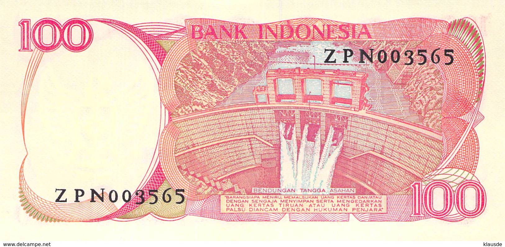 100 Rupiah  Indionesien UNC 1984 - Indonésie