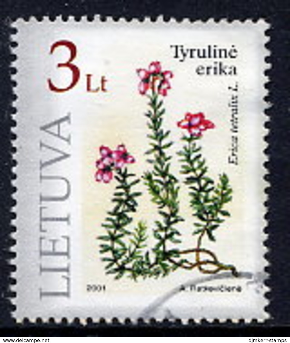 LITHUANIA 2001 Endangered Plants 3 L., Used.  Michel 759 - Lituanie
