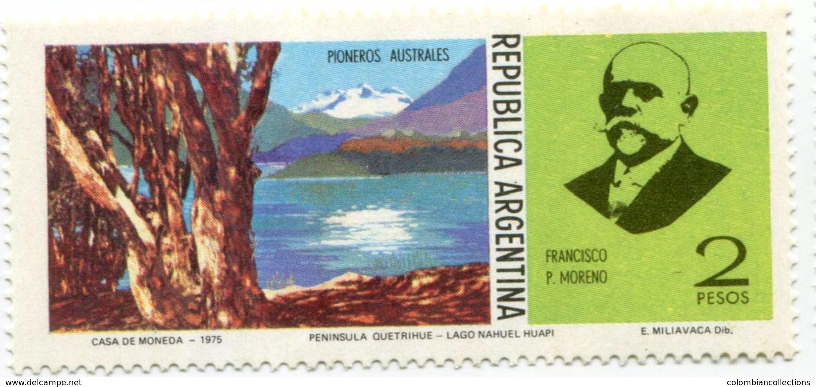 Lote A11, Argentina, 1975, Sello, Stamp, 5 V, Pioneros Australes, Austral Pioneers, Mountain, Boat - Nuevos