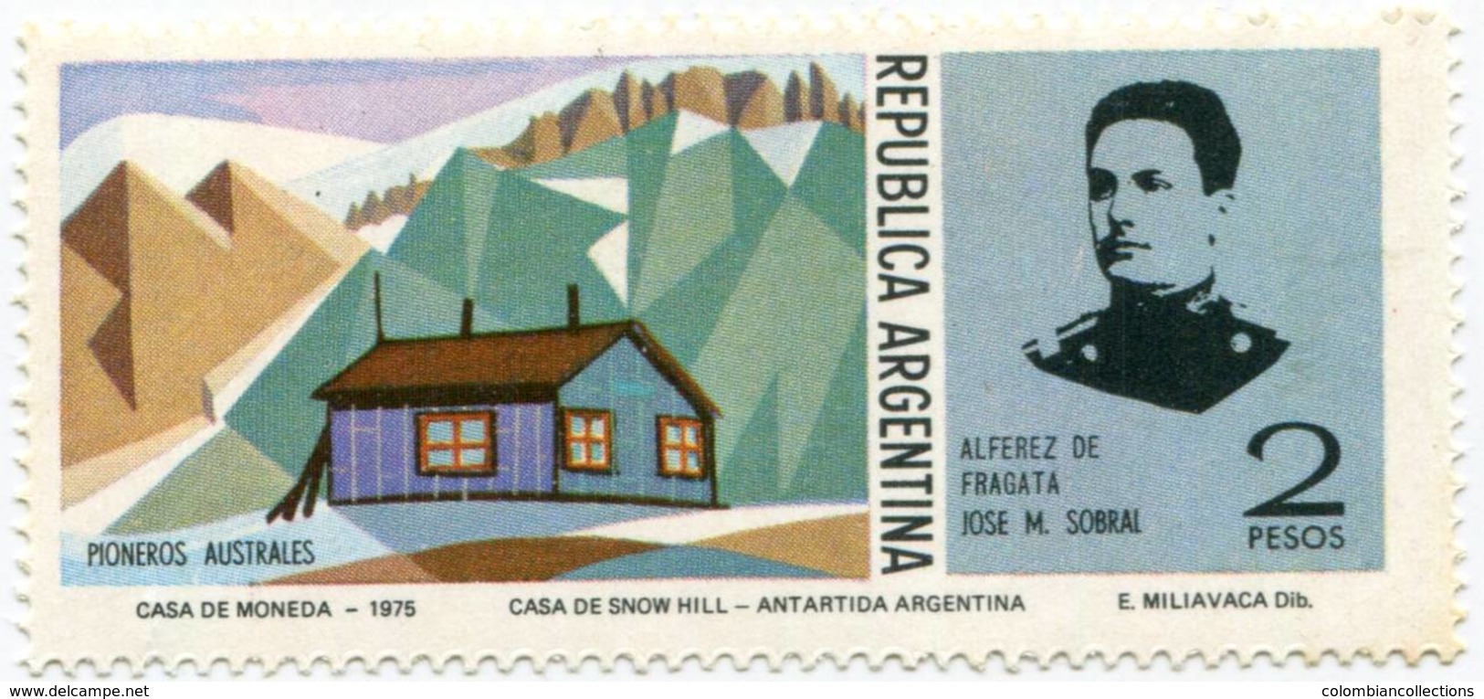 Lote A11, Argentina, 1975, Sello, Stamp, 5 V, Pioneros Australes, Austral Pioneers, Mountain, Boat - Nuevos