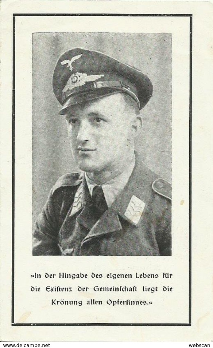 Sterbebild Soldat 2. Weltkrieg Luftwaffe Obergefr. 23.09.1943 Rennes - 1939-45