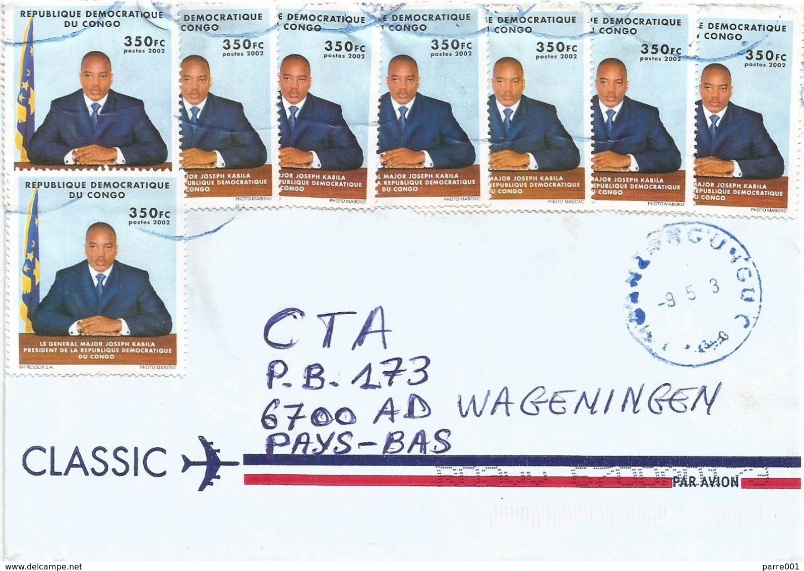 DRC Congo 2003 Mbanza-Ngungu President Kabila 350 FC Cover - Storia Postale