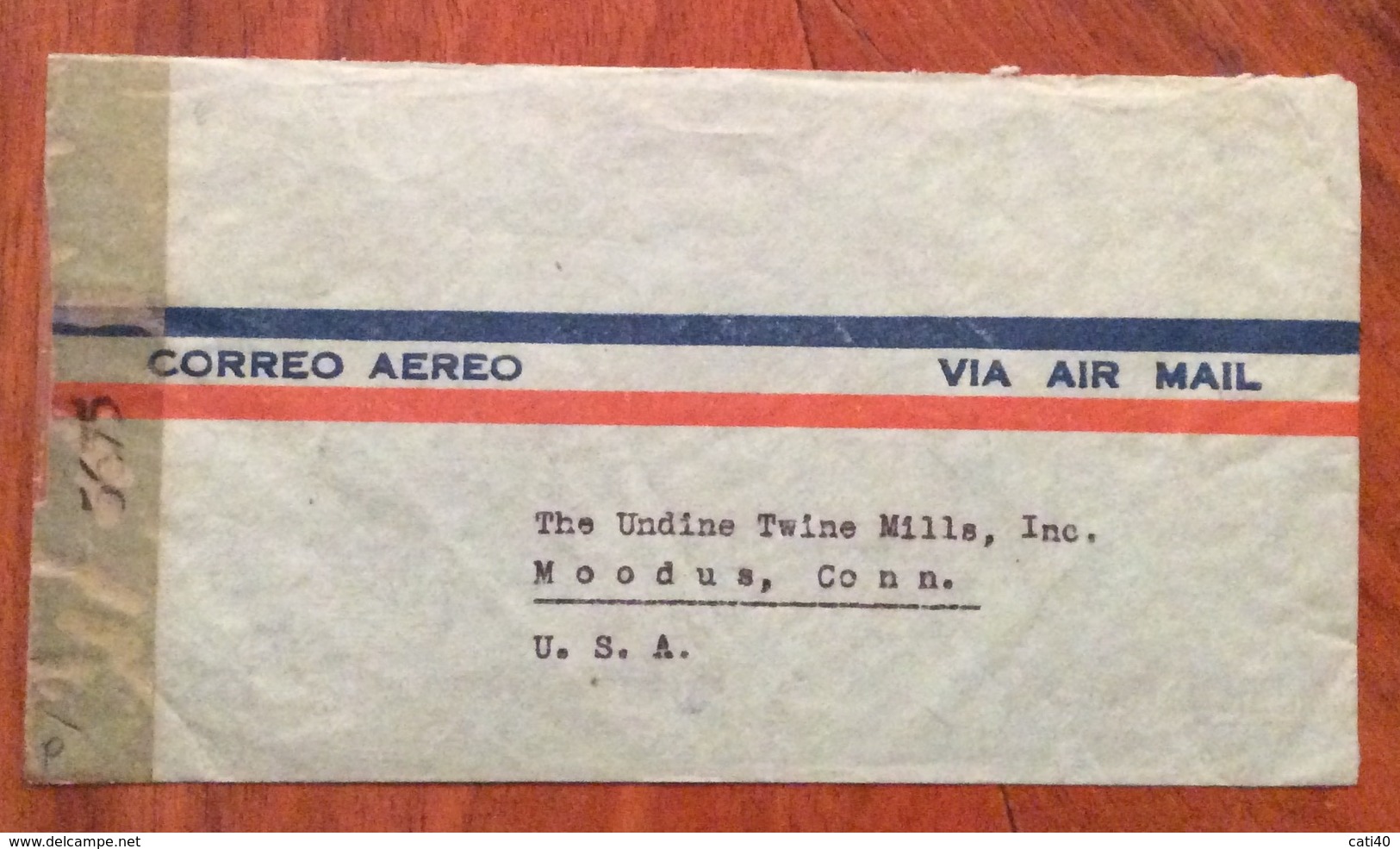 POSTA AEREA PAR AVION  ECUADOR   U.S.A.   FROM  GUYAQUIL TO MOODUS  THE 15/7/42  CENSURATA - Ecuador