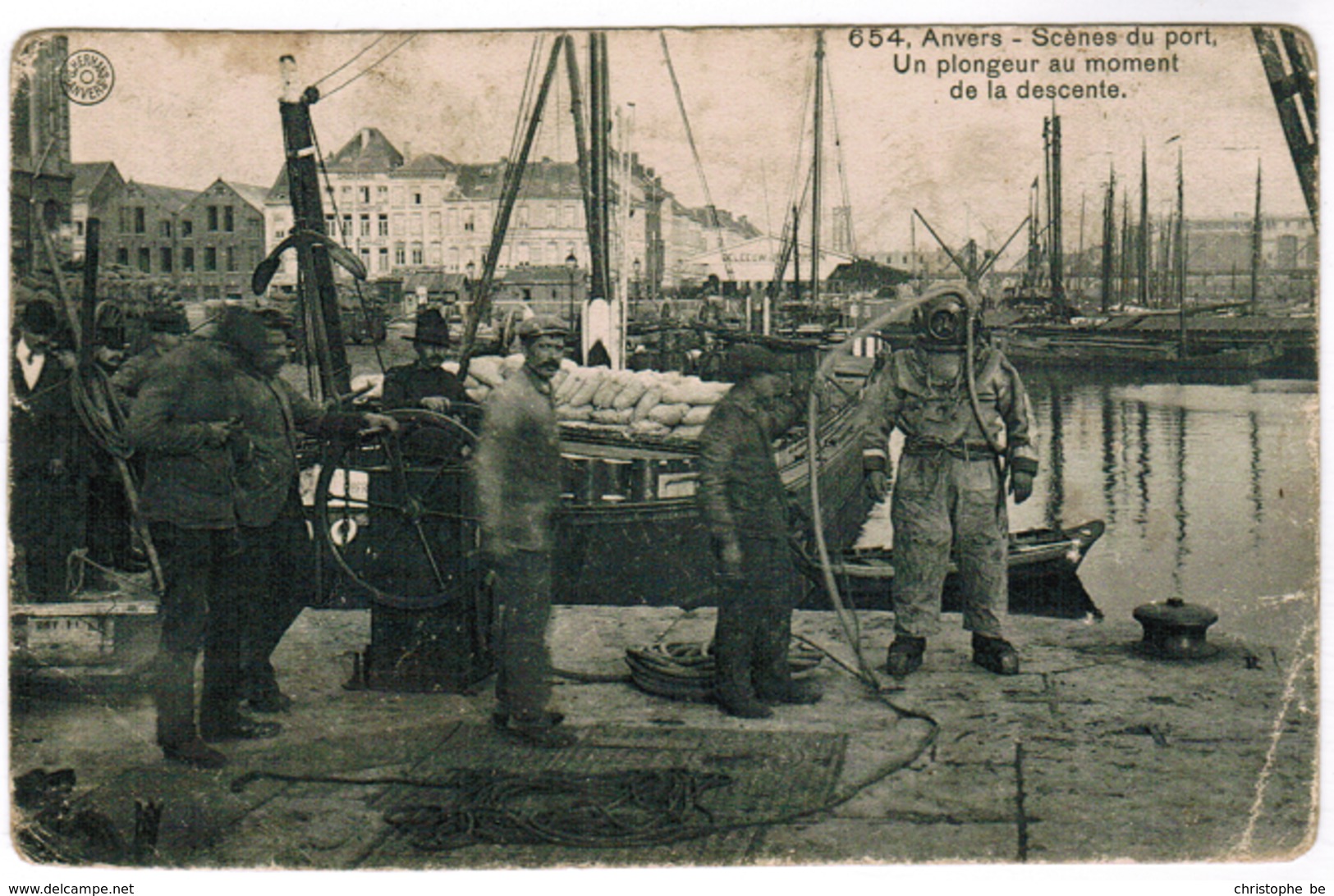 Antwerpen, Anvers, Scenes Du Port, Un Plongeur Au Moment De La Descente (pk55370) - Antwerpen