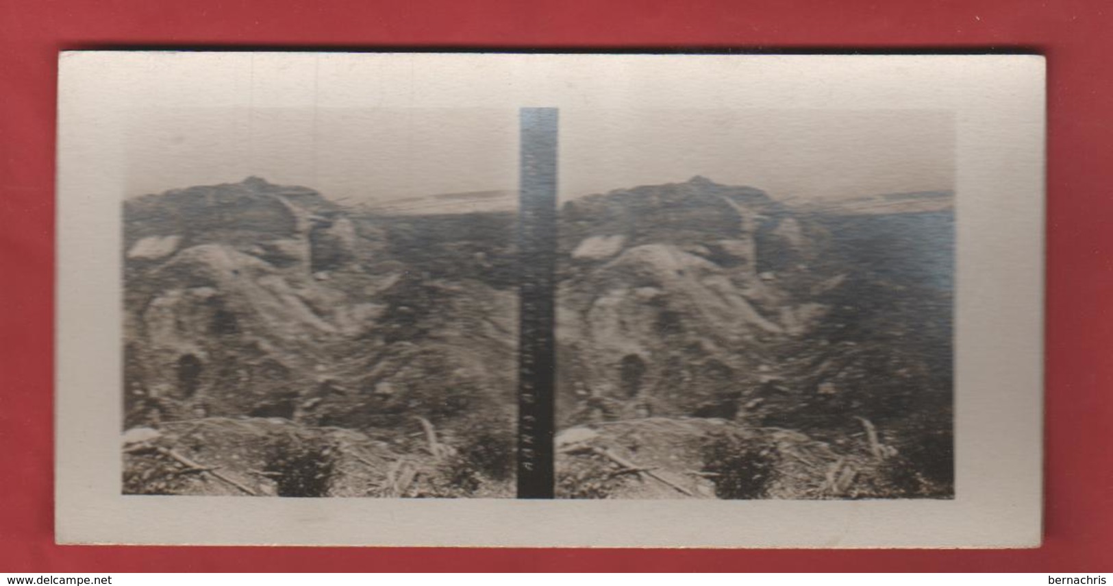 Vue Stéréoscopique Abris Bétonnés Au Sommet Du Mont -Haut - 1914-18