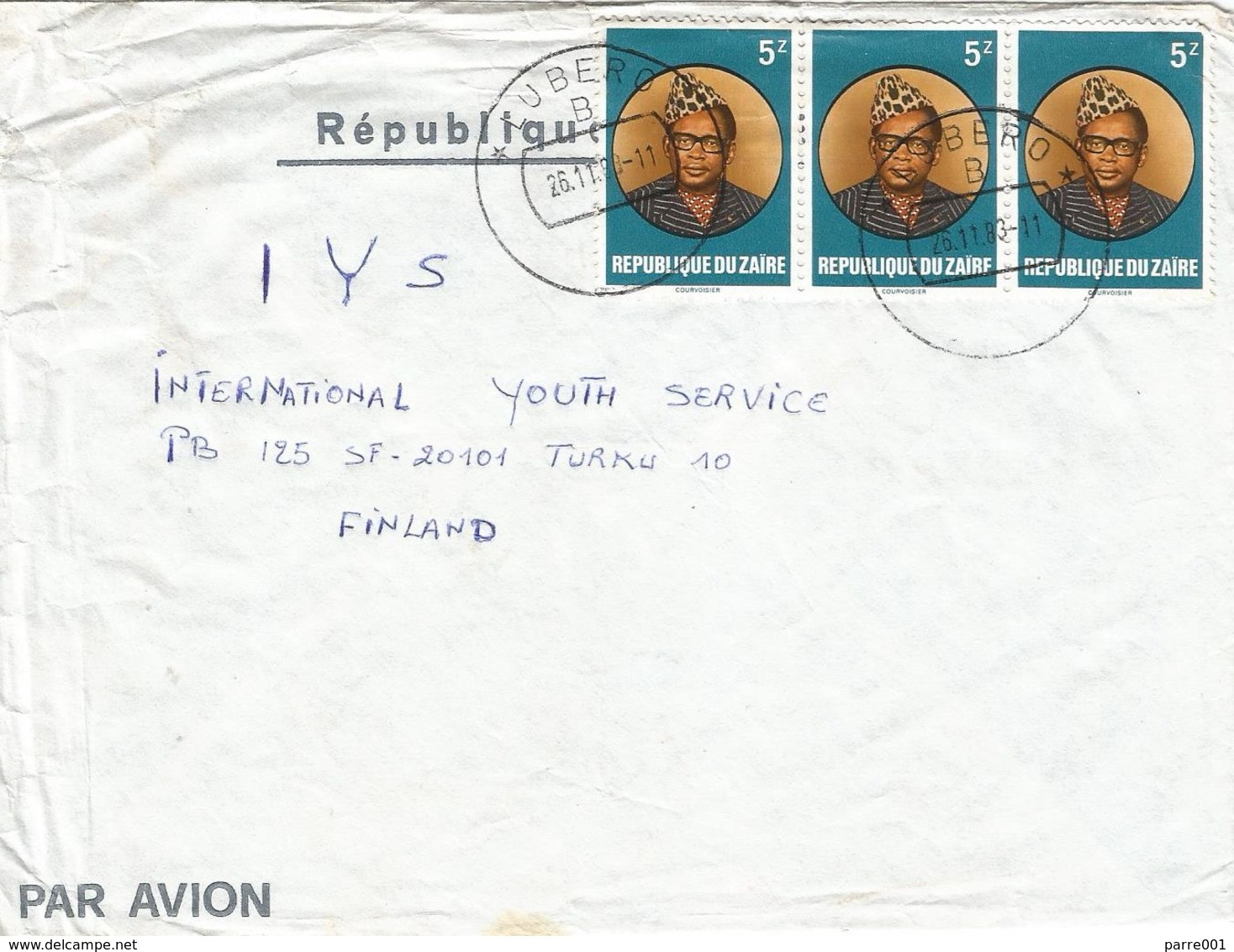 Zaire DRC Congo 1983 Lubero Code Letter B President Mobutu Cover - Usados