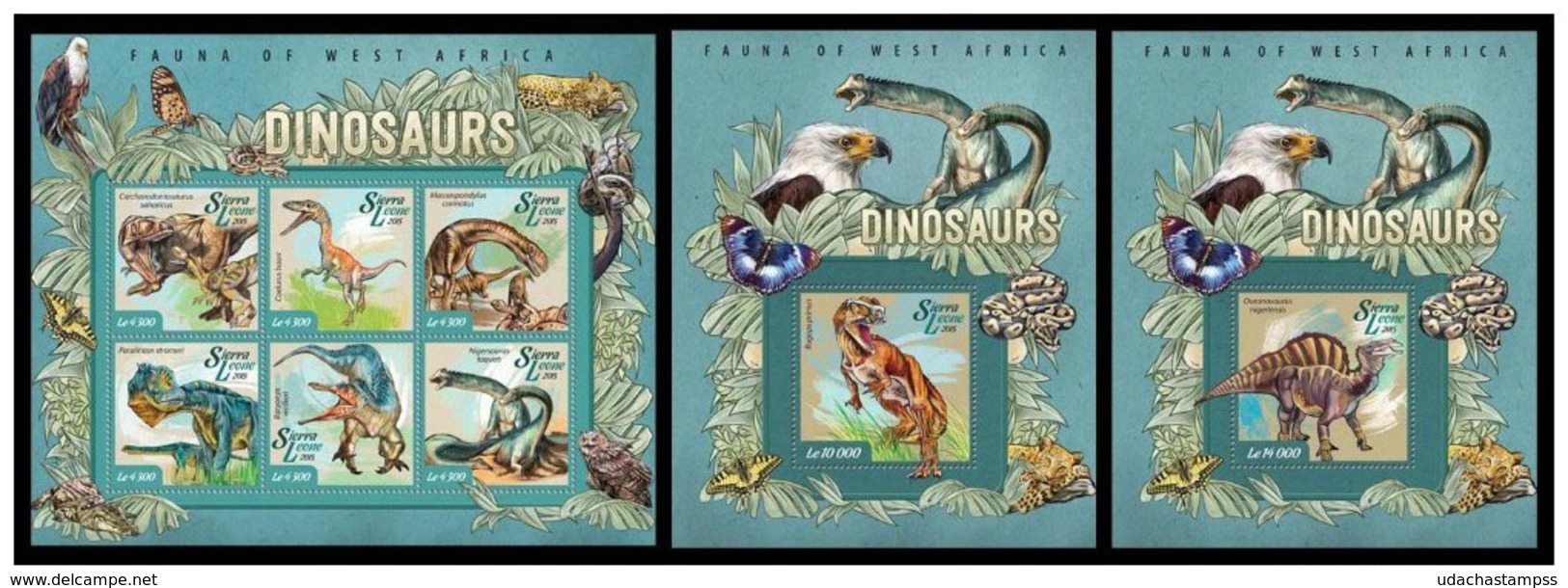 Sierra Leone 2015 Fauna Dinosaurs Klb + 2 S/s MNH - Prehistorisch