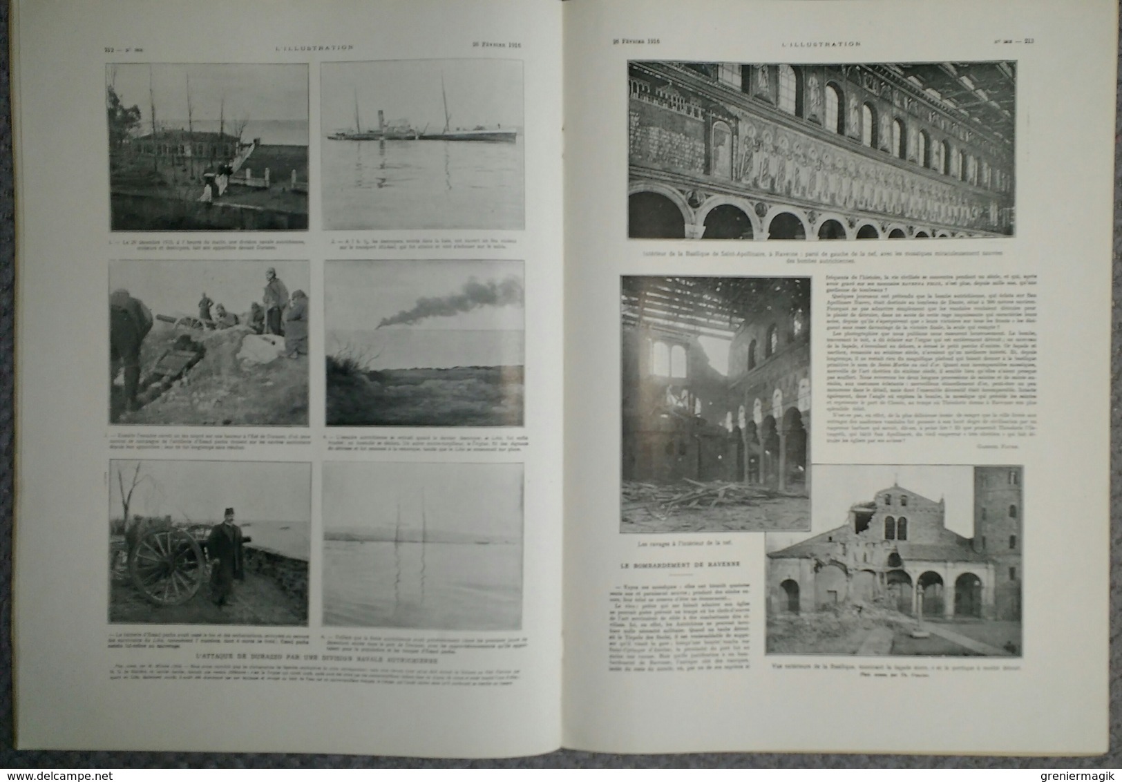 L'Illustration 3808 26 février 1916 Zeppelin abattu à Revigny/Auto-canon de 75/Corfou/Durazzo/Ravenne/Goumiers/Erzeroum