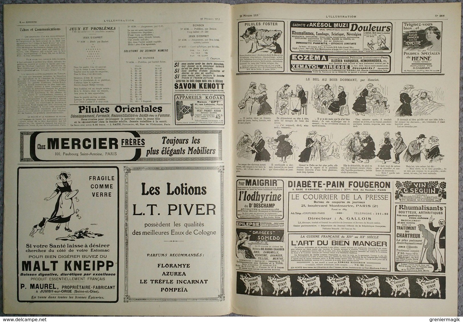 L'Illustration 3808 26 février 1916 Zeppelin abattu à Revigny/Auto-canon de 75/Corfou/Durazzo/Ravenne/Goumiers/Erzeroum