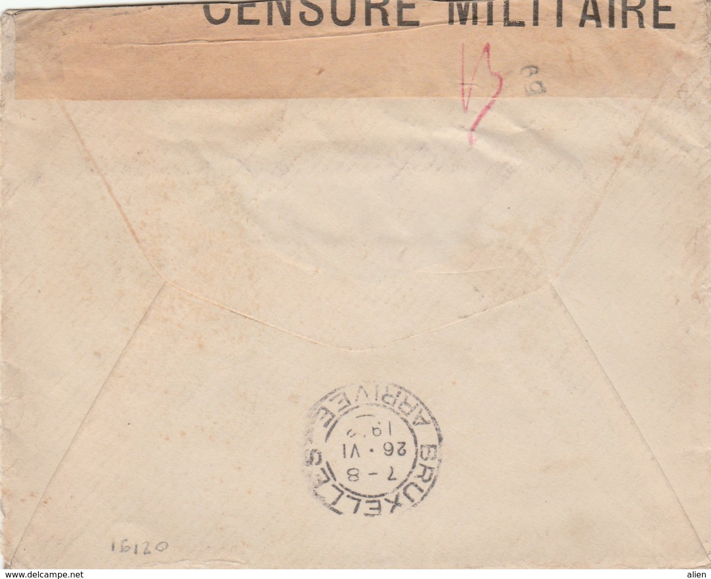 15 Ct Sur Lettre Vers Ixelles/Belgique 1919 Avec Censure Belge + Nr De Censeur "59" - Rare !! - 1914-24 Marie-Adelaide