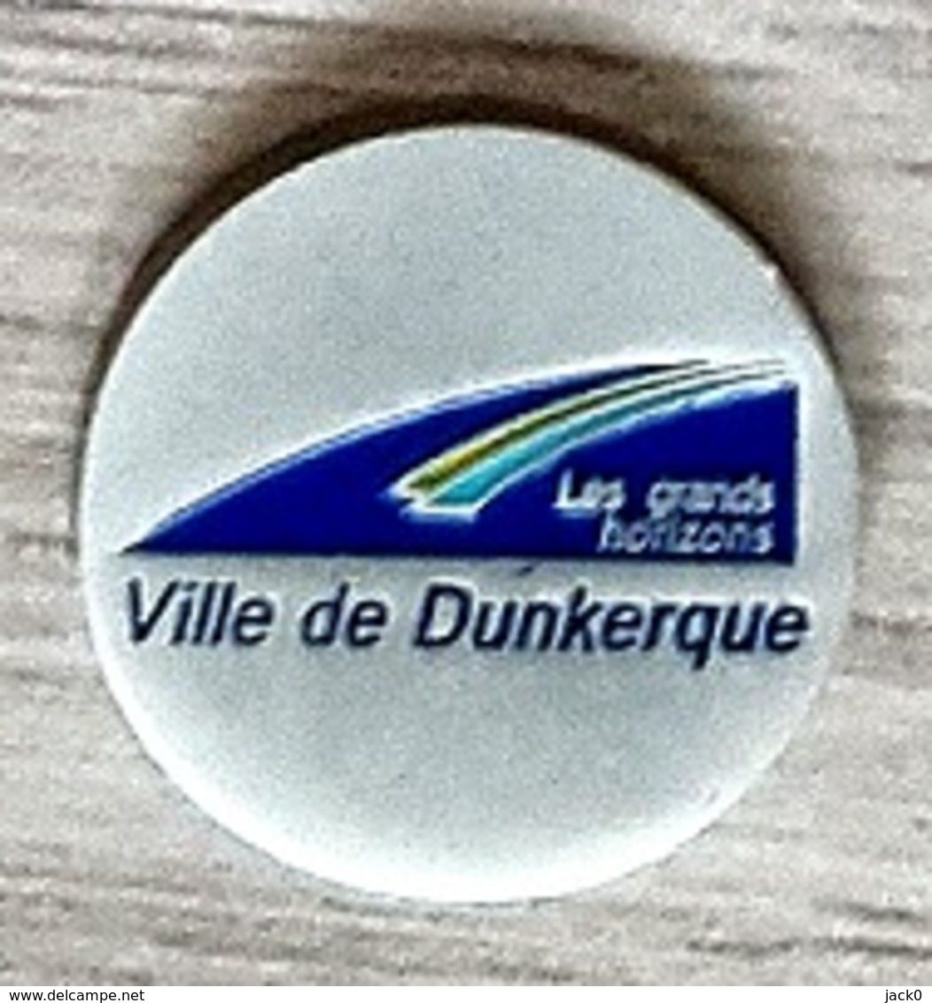 Jeton De Caddie Argenté  Ville  De  DUNKERQUE  ( 59 )  Les  Grands  Horizons  Recto  Verso - Trolley Token/Shopping Trolley Chip