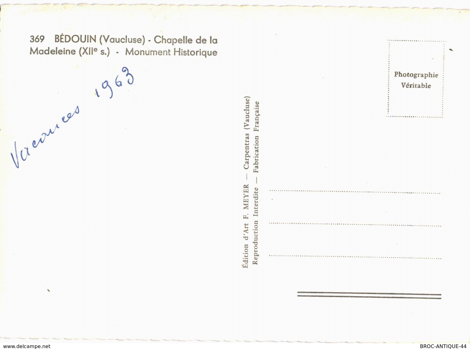 CPM* N°2292 - BEDOUIN - CHAPELLE DE LA MADELEINE XIIe SIECLE - Sonstige & Ohne Zuordnung