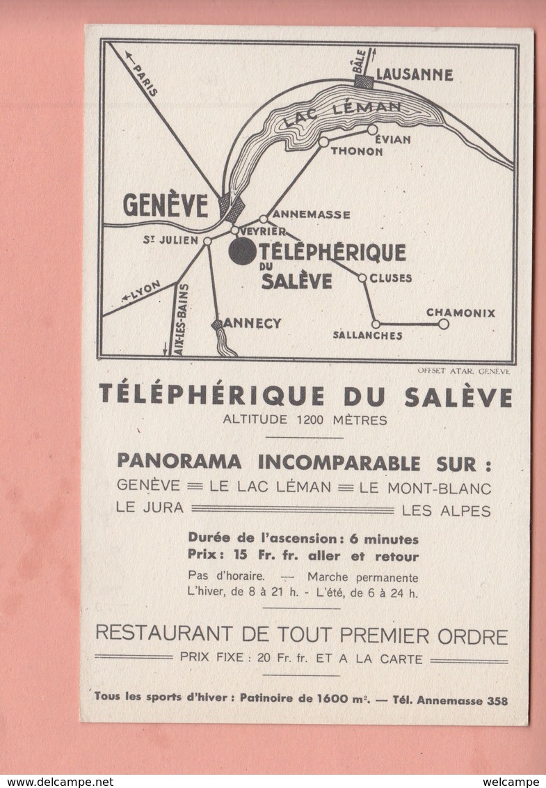 OLD POSTCARD -   ADVERTISING - SWITZERLAND - TELEPHERIQUE DU SALEVE - Pubblicitari