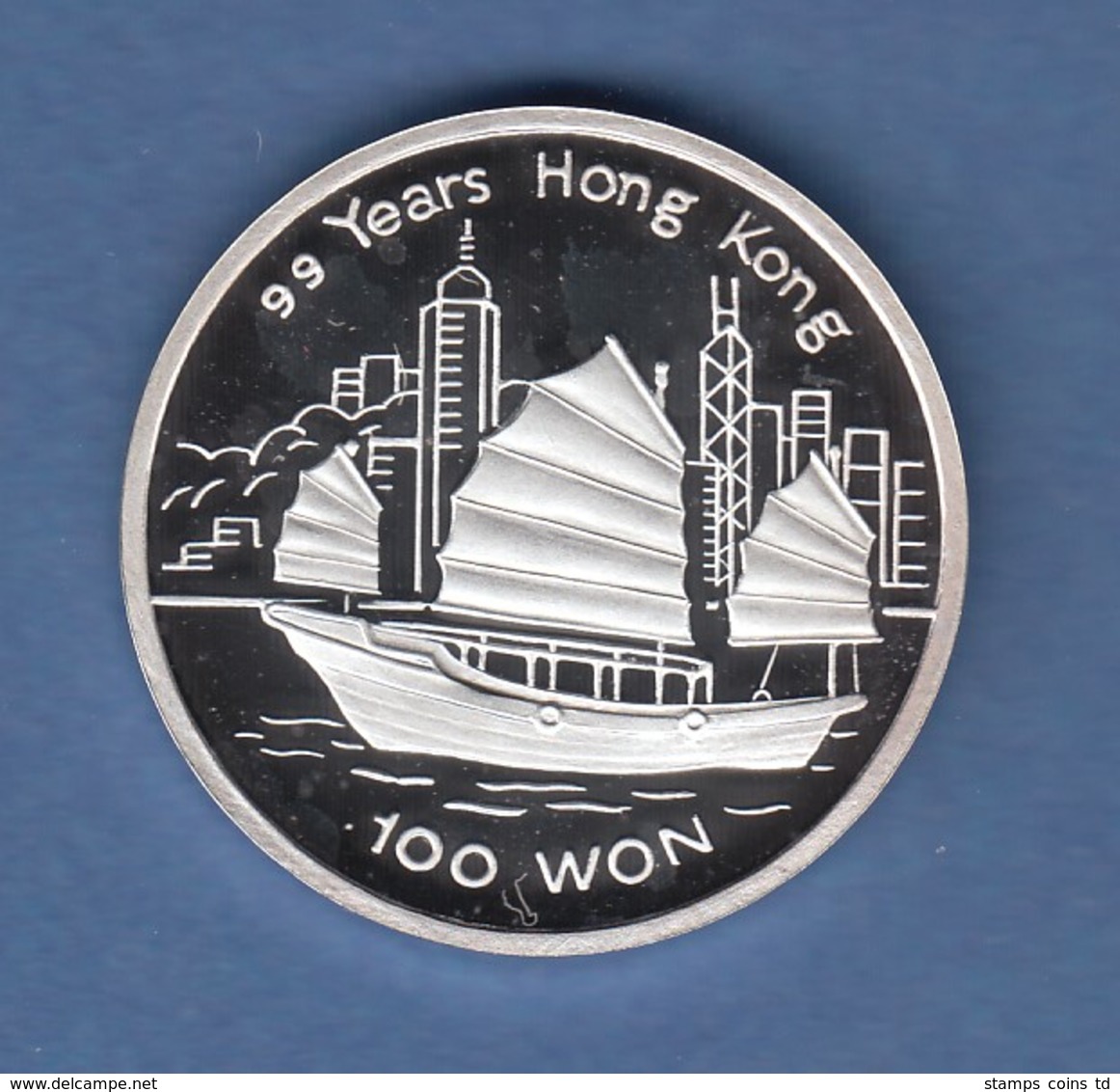 Nordkorea 1996 Silbermünze 100 Won 99 Jahre Hongkong Dschunke  7g Ag999 PP - Autres – Asie