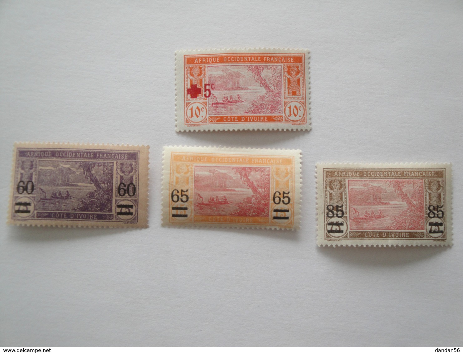 1915  1922/5 Côte D'Ivoire Yv 58/61 *  MH Bateaux Ships Cote 5.40 € Michel 58/61 Scott B1 + 81/3 SG 60 + 83/5 - Neufs