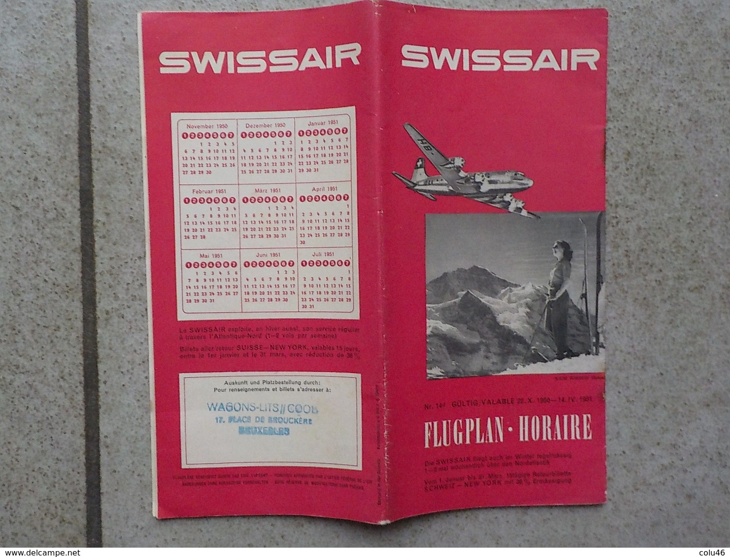 1950 - 1951  Flugplan Swissair Suisse Time Table Horaire Aviation - Horaires