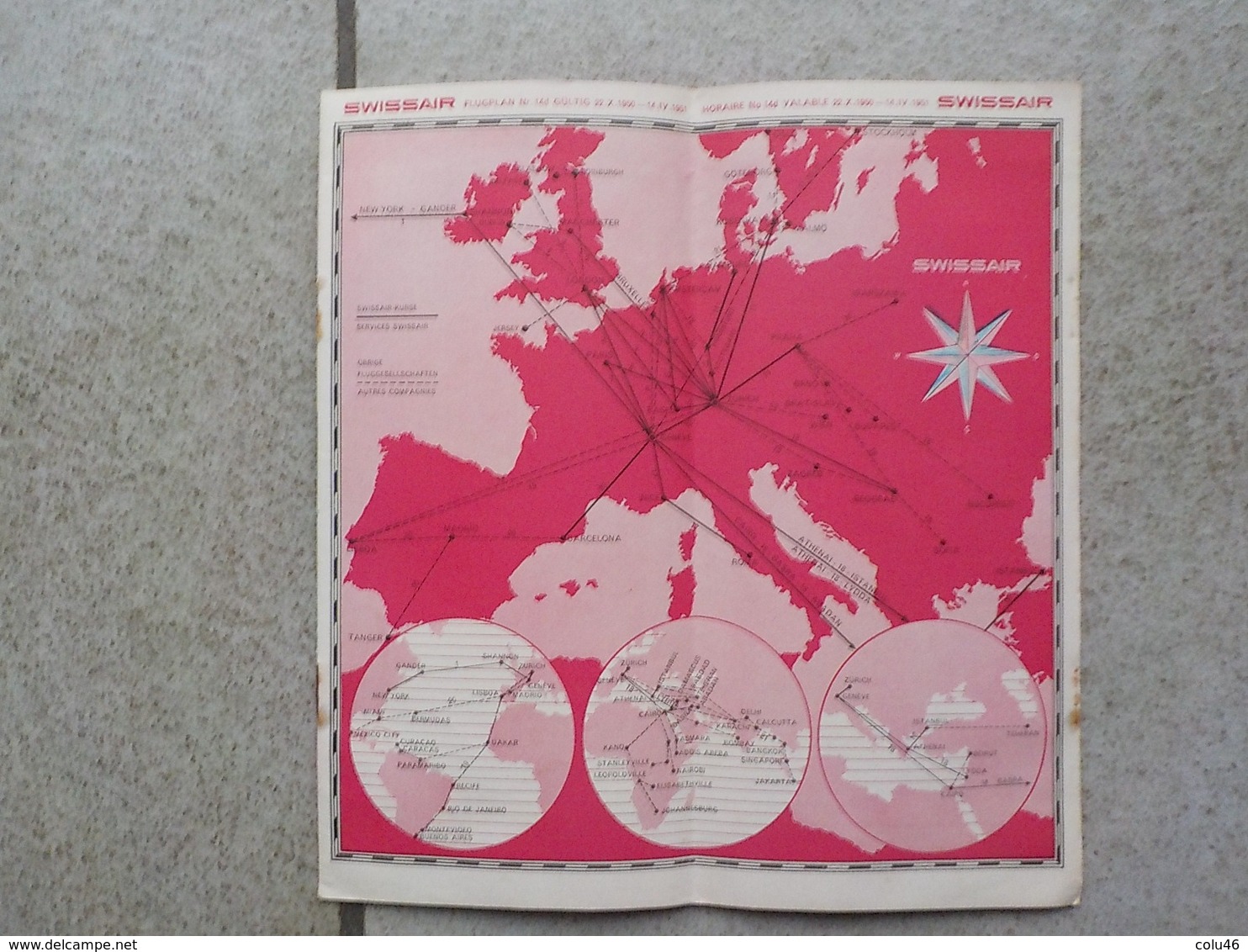 1950 - 1951  Flugplan Swissair Suisse Time Table Horaire Aviation - Horaires