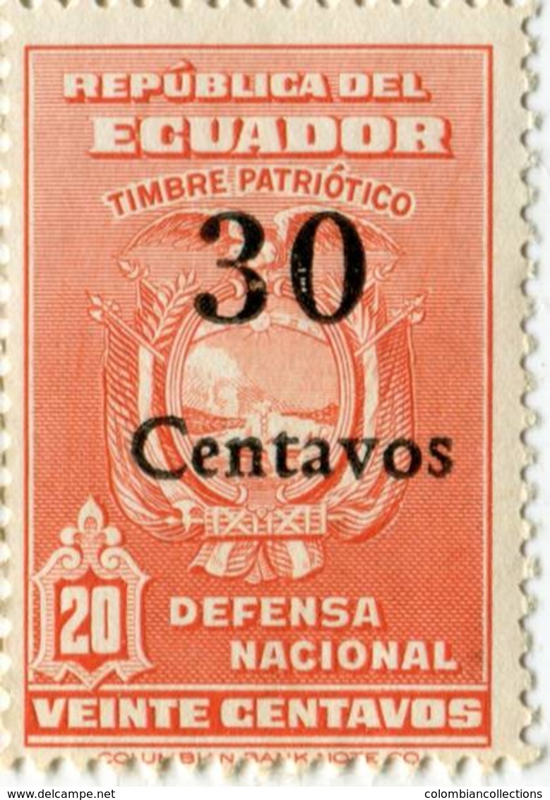 Lote EC95, Ecuador, 1943, Sello, Stamp, Timbre Patriotica, Defensa Nacional, Overprint - Ecuador