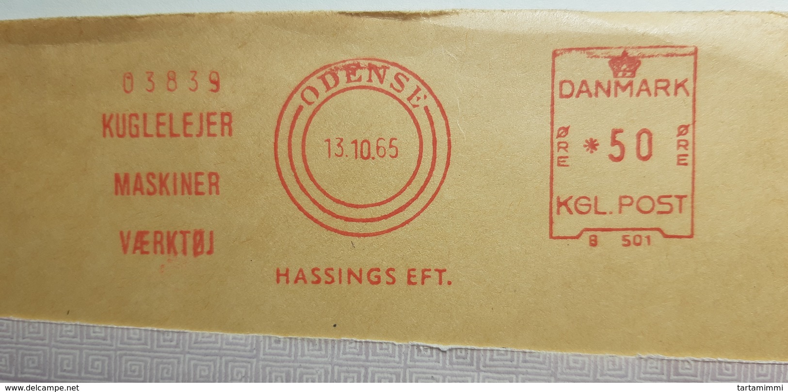 EMA METER FREISTEMPEL DANMARK ODENSE 1965 KUGLELEJER MASKINER - Franking Machines (EMA)