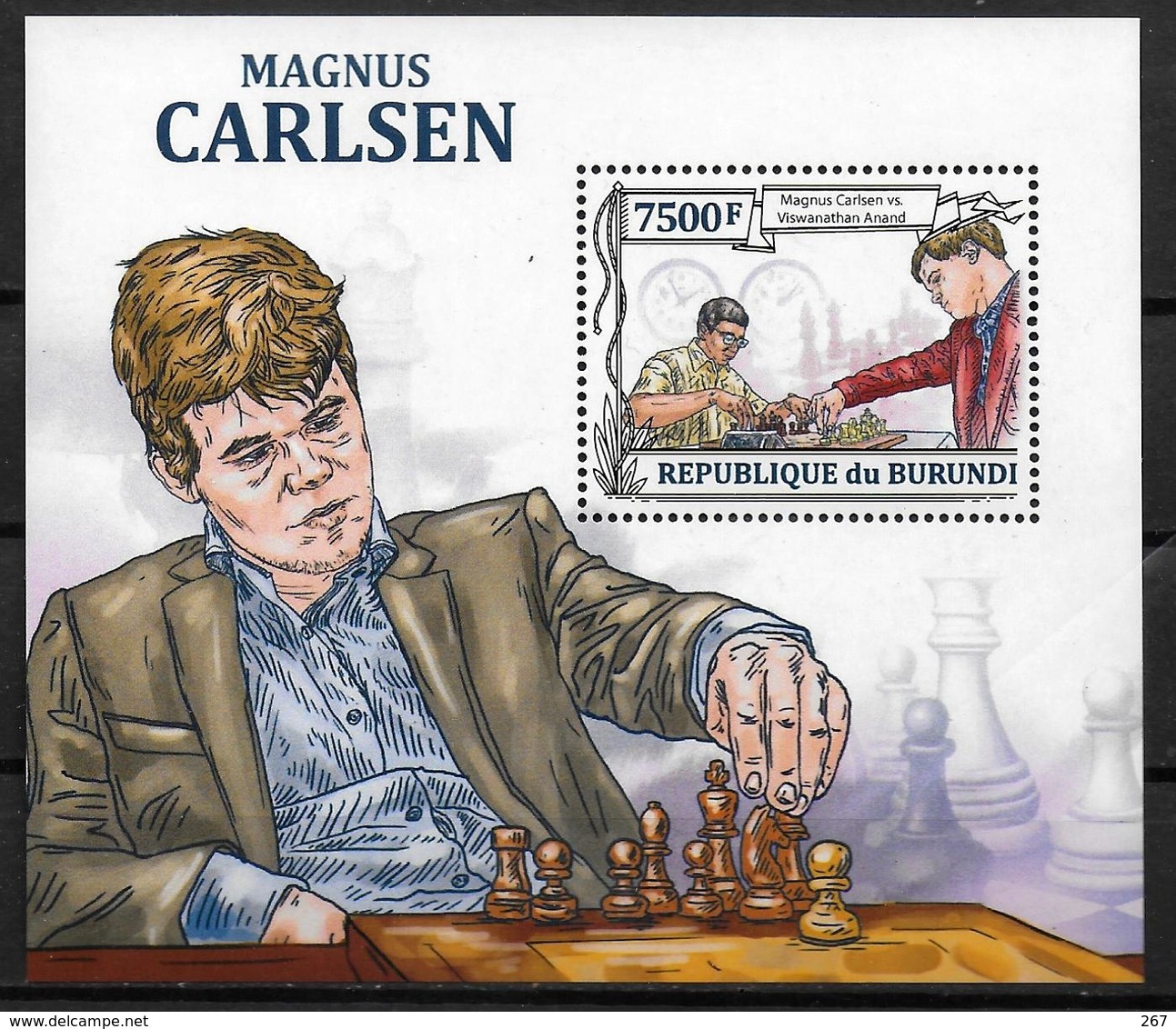 BURUNDI  BF 349 * *  ( Cote 17e )  Echecs Carlsen Karsparov Aronian - Echecs