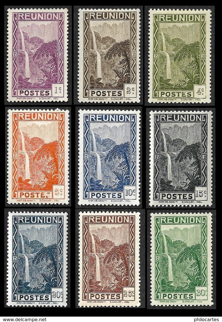 REUNION   1933-38  -  Y&T  125 à 133  - La Série Complète Cascade  -  Nsg - Neufs