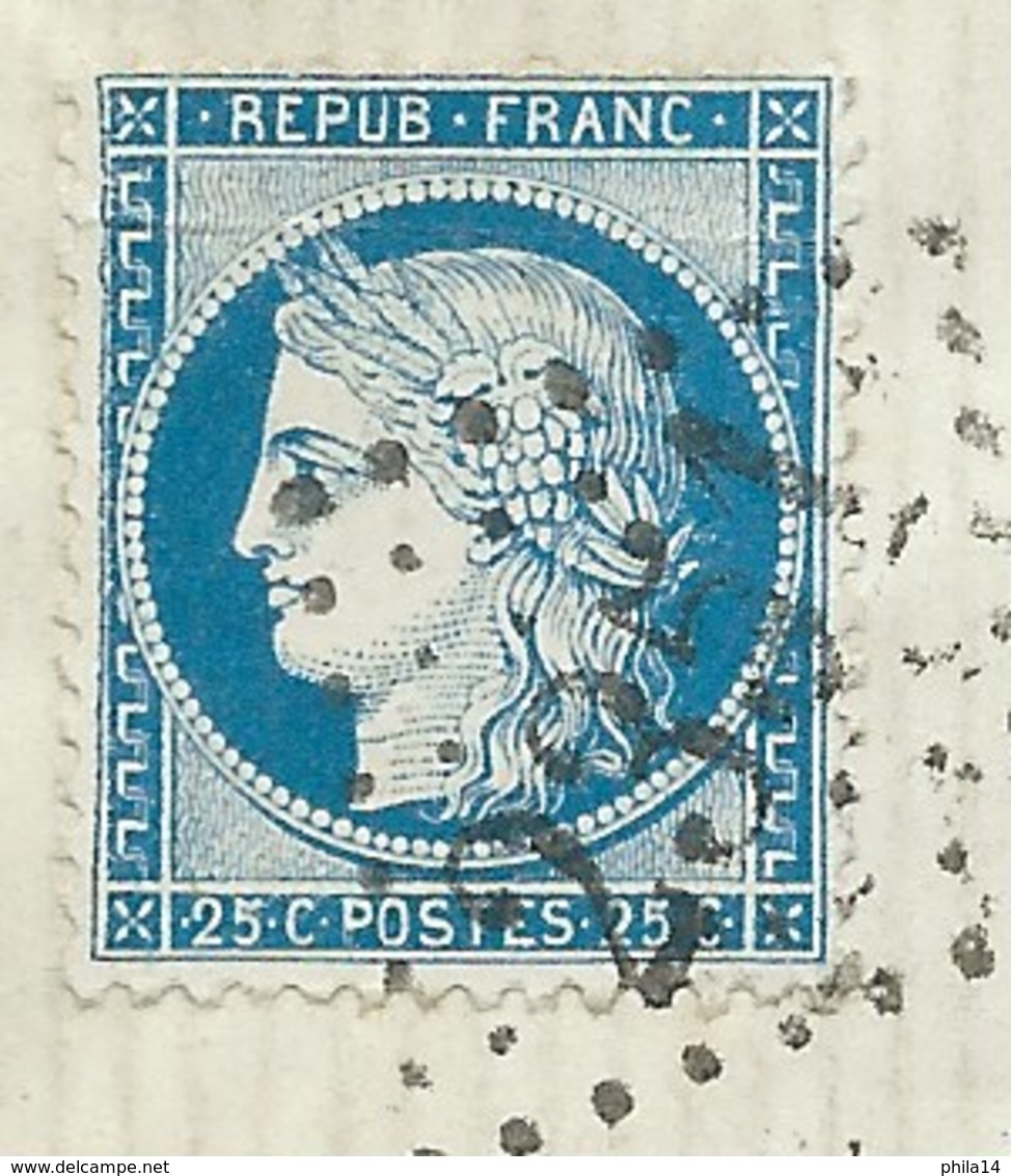 N° 60 BLEU CERES SUR LETTRE / MEZIERES POUR MAZAMET 1873 / AVEC CORRESPONDANCE / VARIETE - 1849-1876: Période Classique