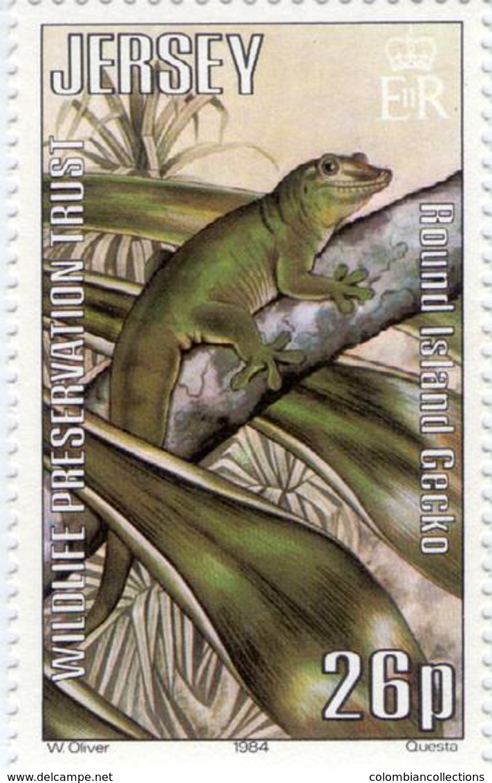 Lote J1, Jersey, 1985, Sello, Stamp, 6 V, Wildlife Preservation, Snake Reptile Bird Tiger Monkey - Jersey