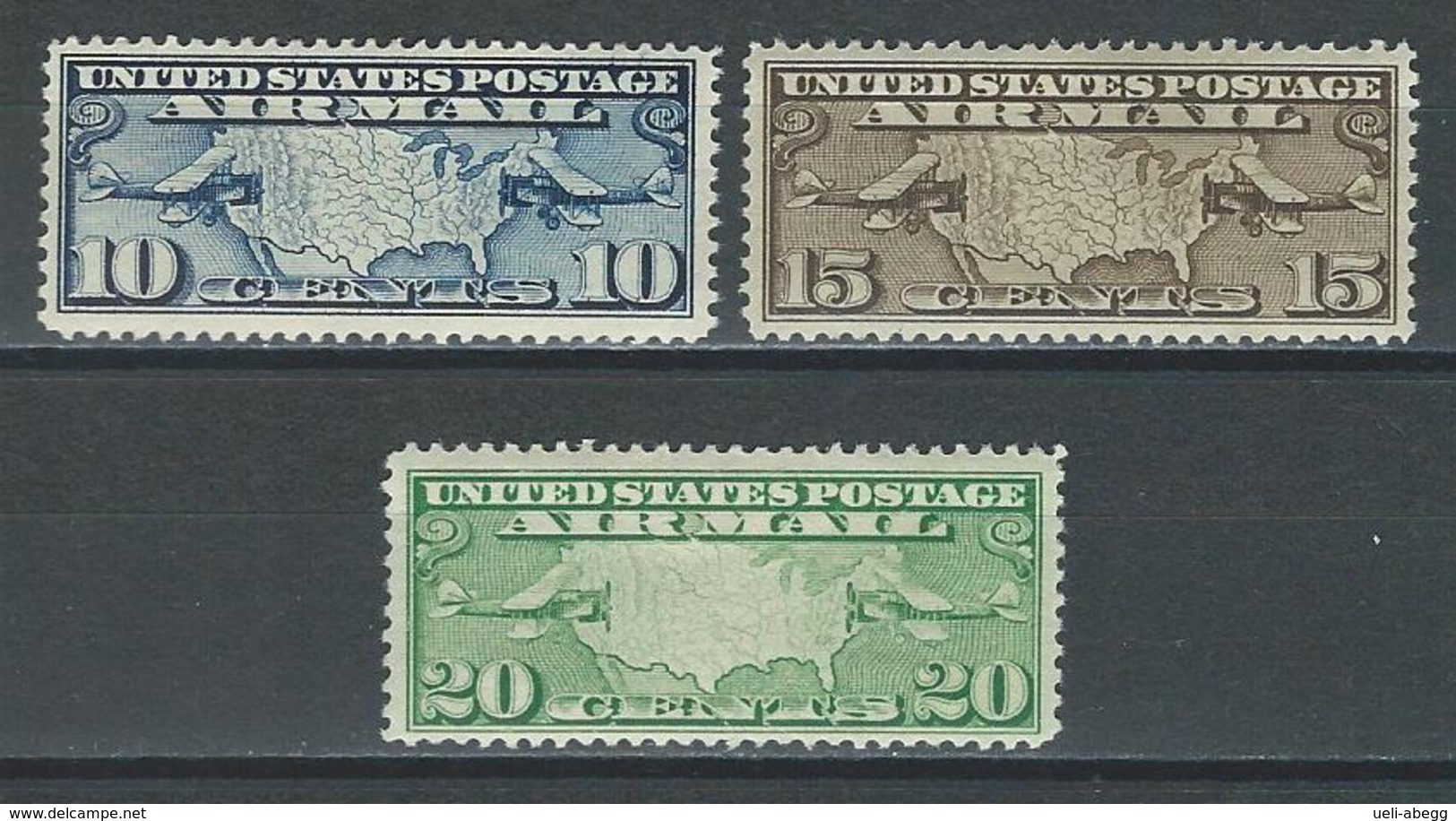 USA Sc C7-9, Mi 300-02 * MH - 1b. 1918-1940 Unused