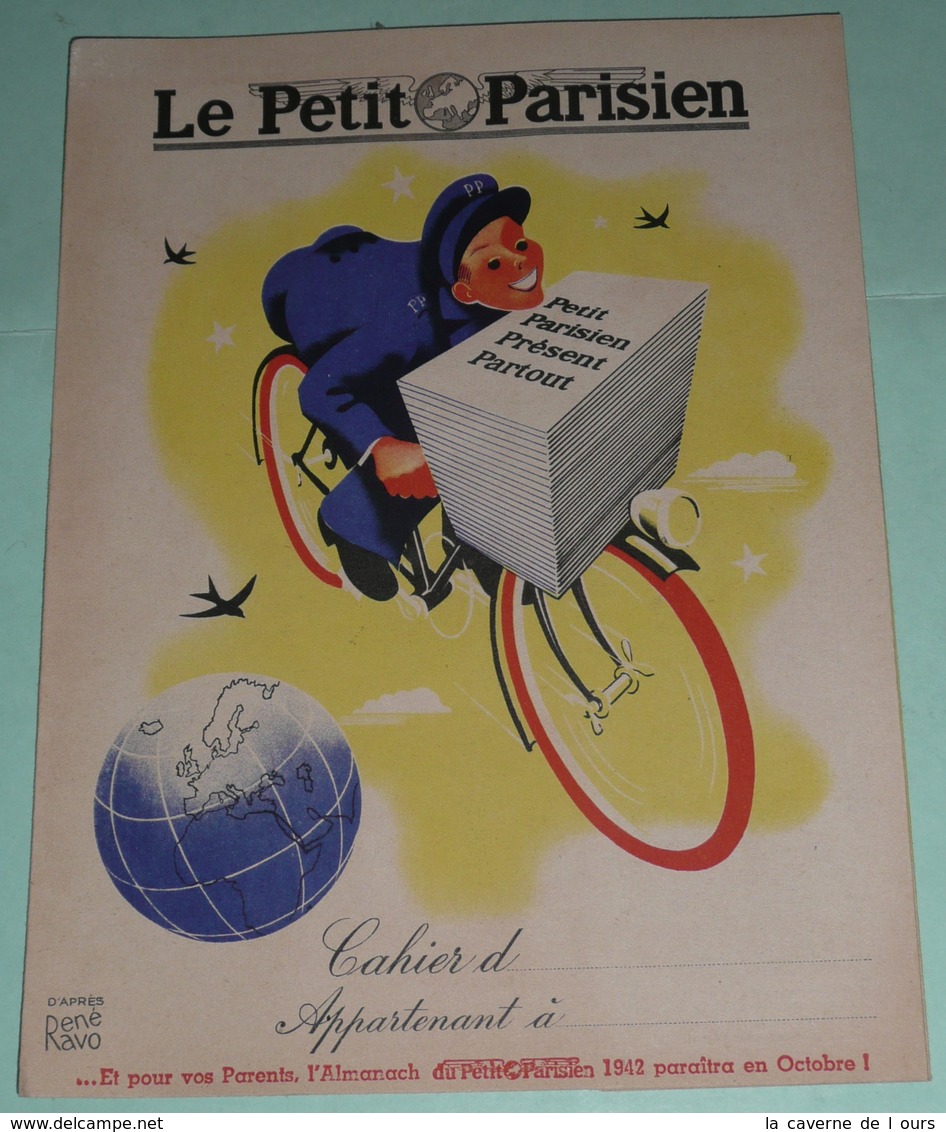 Rare Ancien Protège-cahier Publicitaire Le Petit Parisien/Loterie Nationale, WW2 1941-42, D'après René Ravo Yvonne Roger - Protège-cahiers