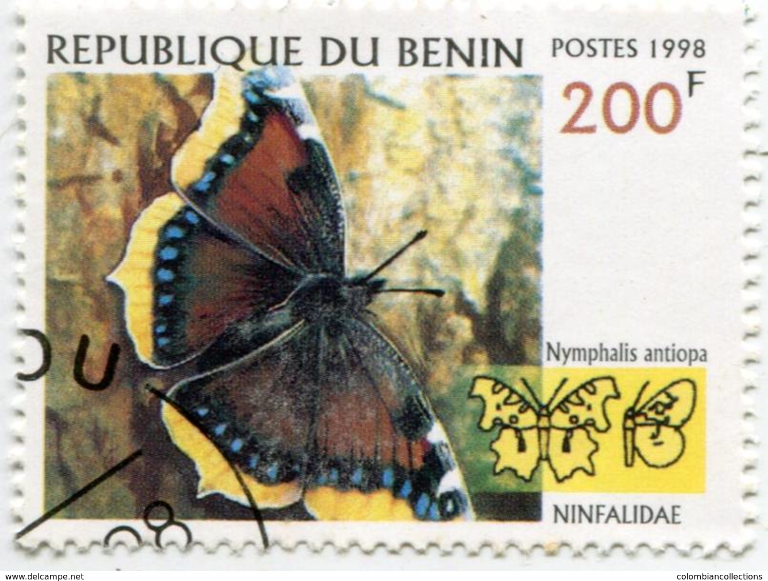 Lote Bn1, Benin, 1998, Sello, Stamp, 5 V, Mariposa, Butterfly - Benin – Dahomey (1960-...)