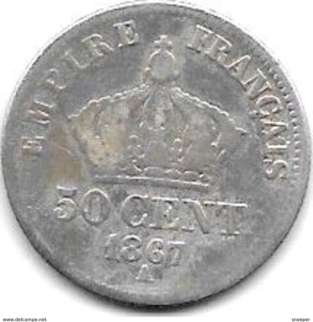 *france 50 Centimes 1867  A  Km 814.1  Fr+ - Other & Unclassified