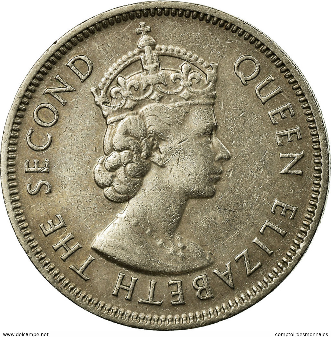 Monnaie, Mauritius, Elizabeth II, 1/2 Rupee, 1975, TTB, Copper-nickel, KM:37.1 - Maurice
