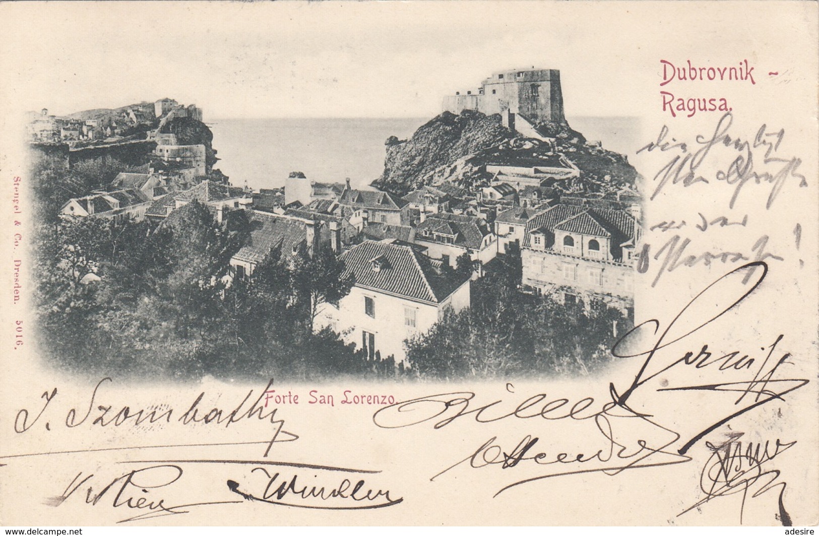 DUBROVNIK - Ragusa, Forte San Lorenzo, Litho Gel.1898 Mit 10 Kreuzer Österr.Nachporto, Stempel Gravusa, Wien - Jugoslawien